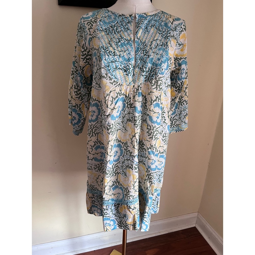 Roberta Roller Rabbit Blue Yellow Floral Cotton Embroidered Tunic Dress Size XS - Picture 2 of 8